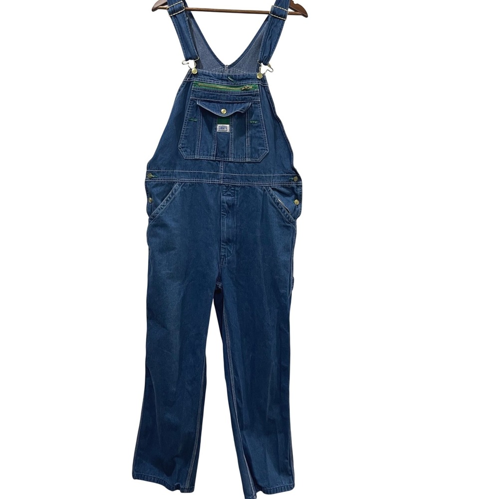 Liberty Overalls Men 34x30 Blue Denim Bib Workwear Carpenter Straight Leg